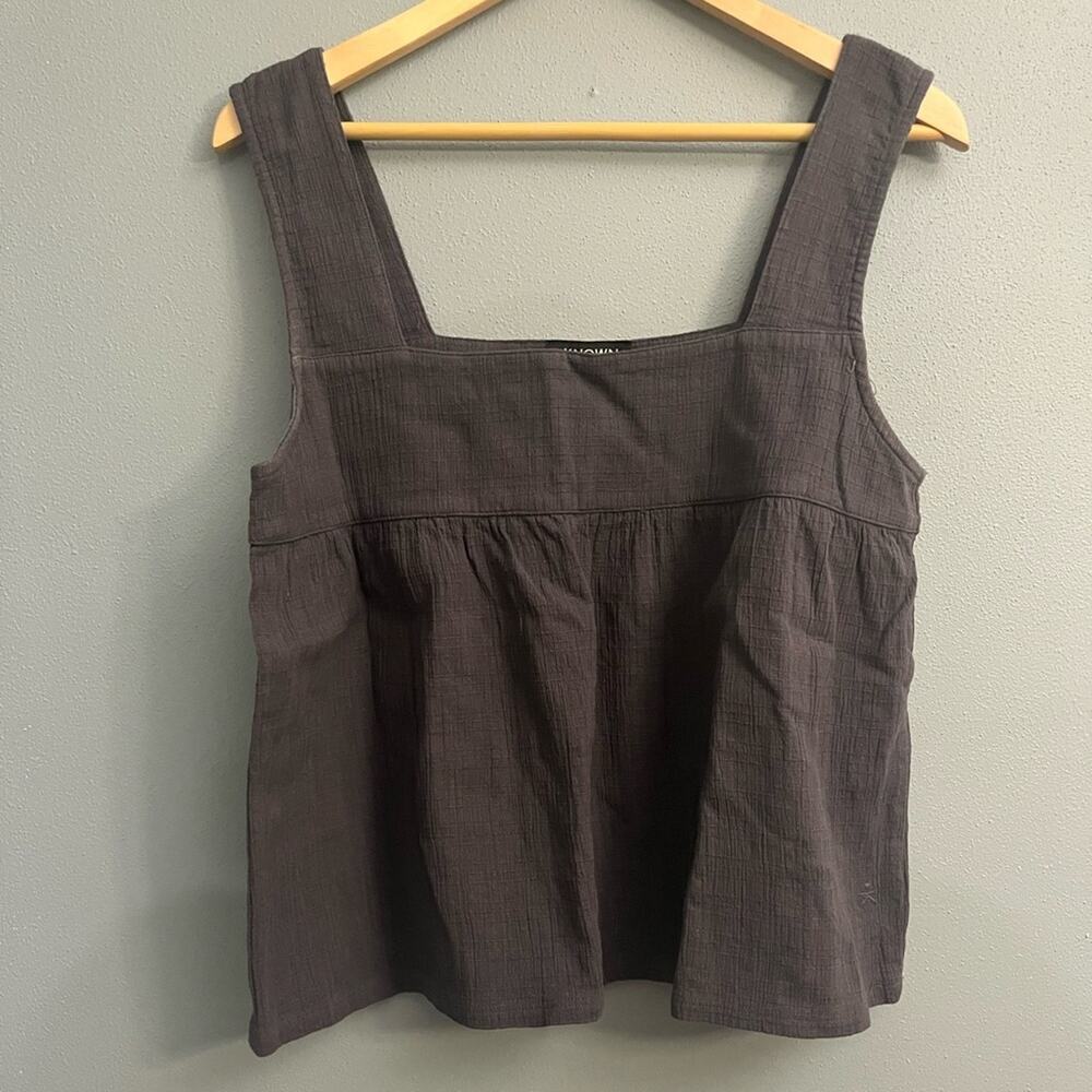 Womens Square Neck Sleeveless Tank Top - Charcoal